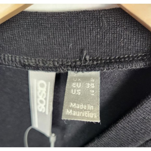 ASOS Women's Sz. 2 Mini Black Ruffle Short Sleeve Over Sized Dress NWT - Picture 2 of 6